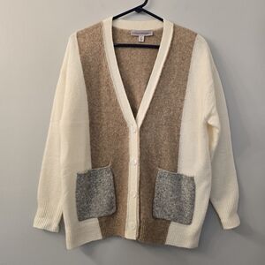 Like New Catherine Malandrino Women's Button-Front Tricolor Blocked Cardigan - S